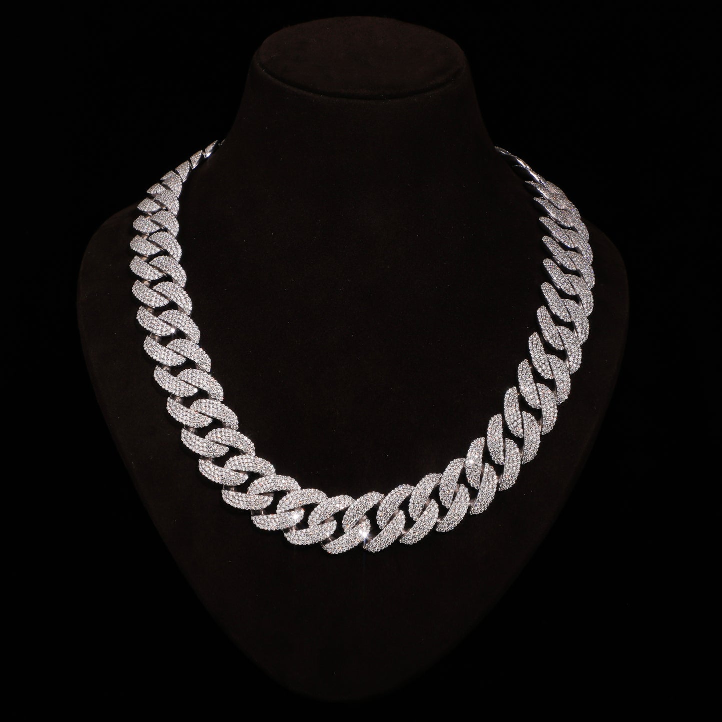 Micro Pavé Iced Cuban Chain – White Gold Finish Diamond Link Necklace