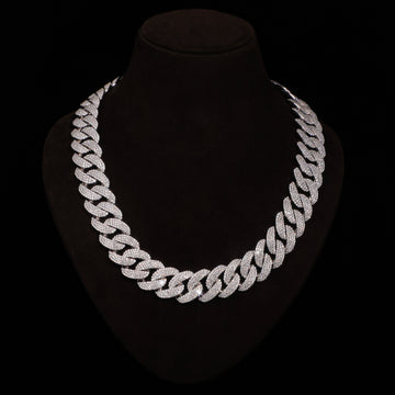 Micro Pavé Iced Cuban Chain – White Gold Finish Diamond Link Necklace