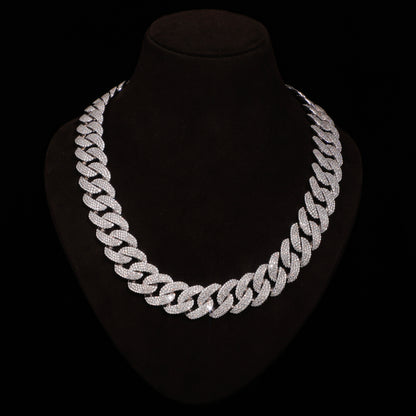 Micro Pavé Iced Cuban Chain – White Gold Finish Diamond Link Necklace