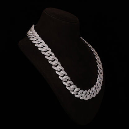 Micro Pavé Iced Cuban Chain – White Gold Finish Diamond Link Necklace