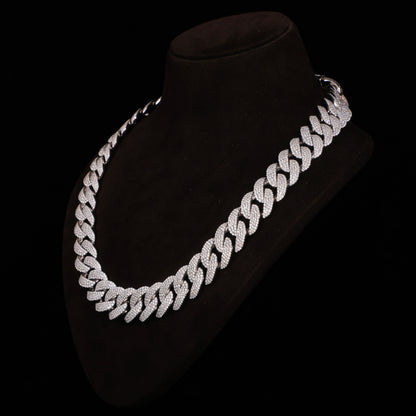 Micro Pavé Iced Cuban Chain – White Gold Finish Diamond Link Necklace
