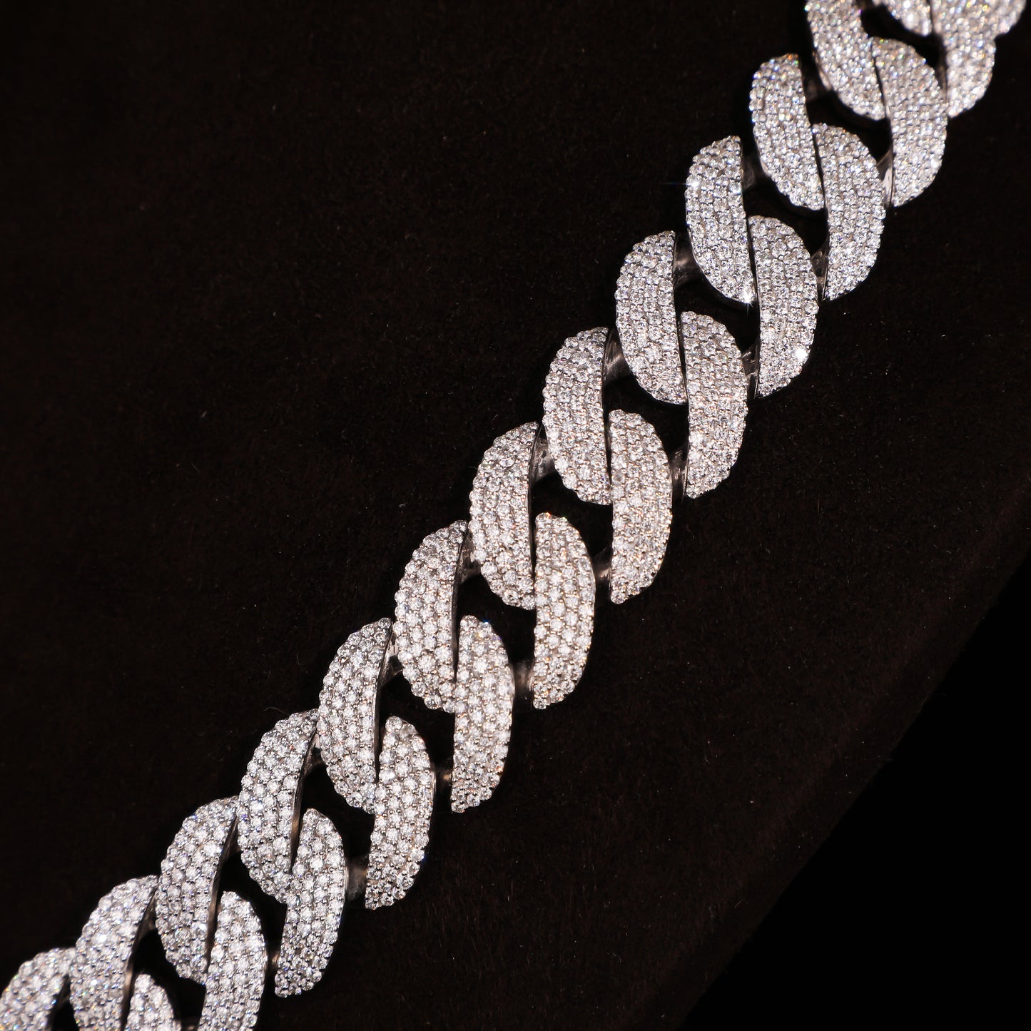 Micro Pavé Iced Cuban Chain – White Gold Finish Diamond Link Necklace