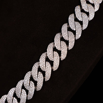 Micro Pavé Iced Cuban Chain – White Gold Finish Diamond Link Necklace