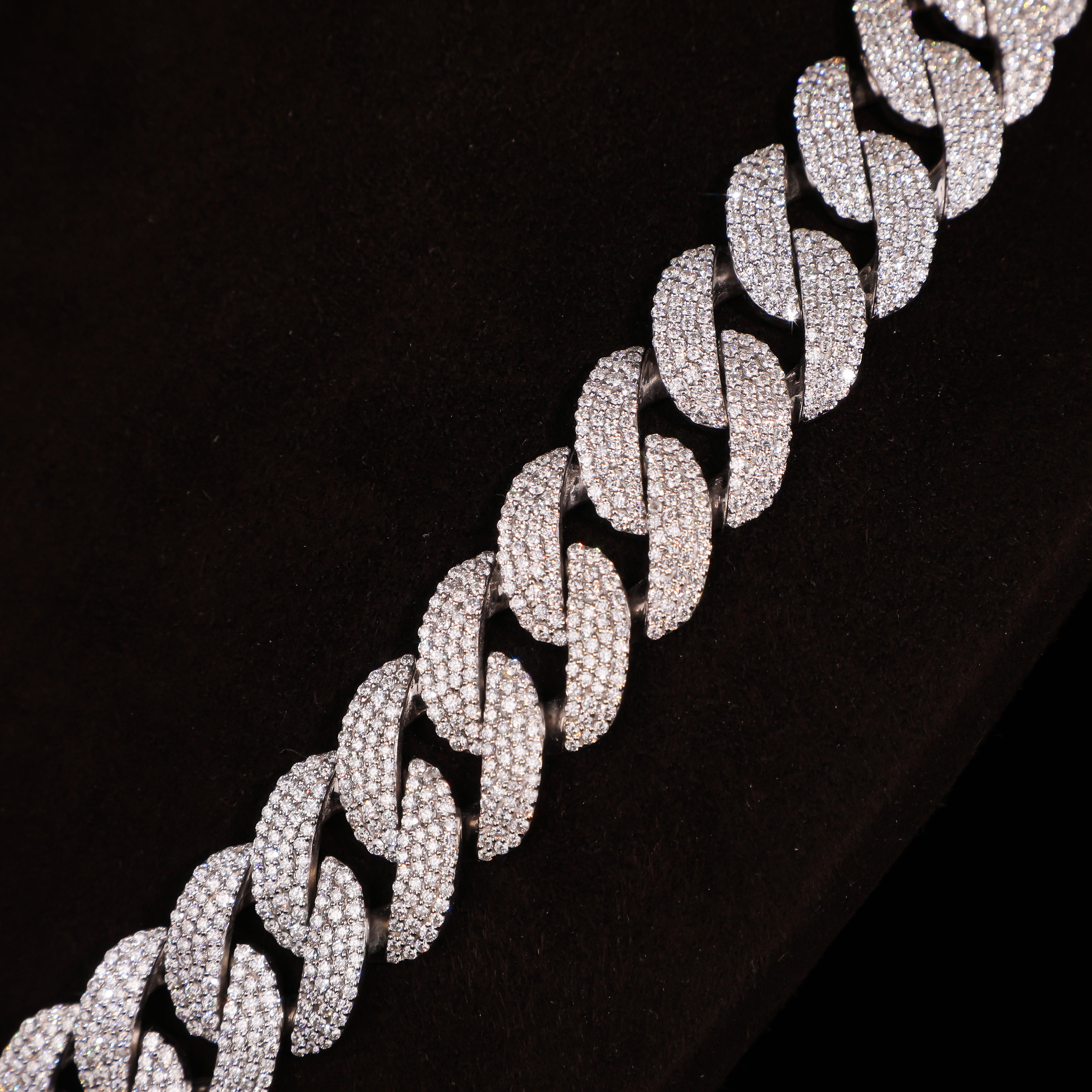 Micro Pavé Iced Cuban Chain – White Gold Finish Diamond Link Necklace