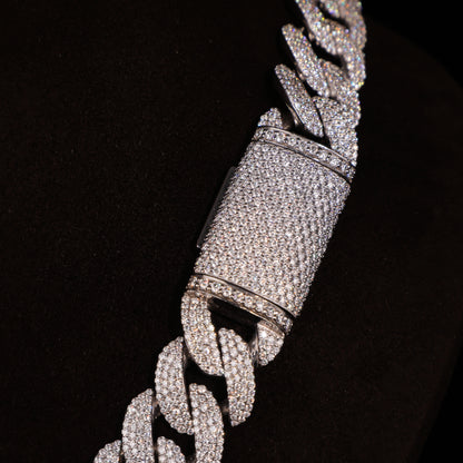 Micro Pavé Iced Cuban Chain – White Gold Finish Diamond Link Necklace