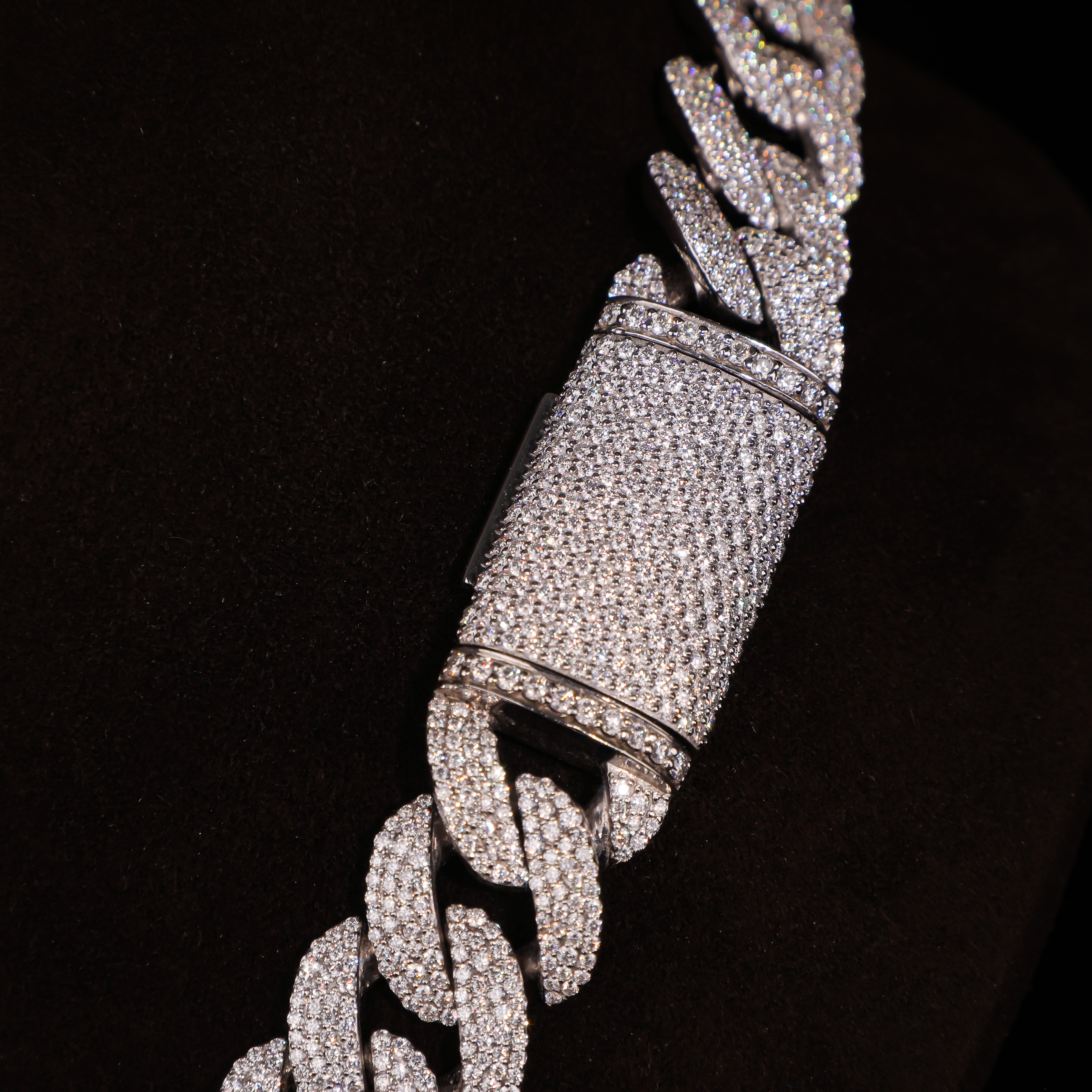 Micro Pavé Iced Cuban Chain – White Gold Finish Diamond Link Necklace