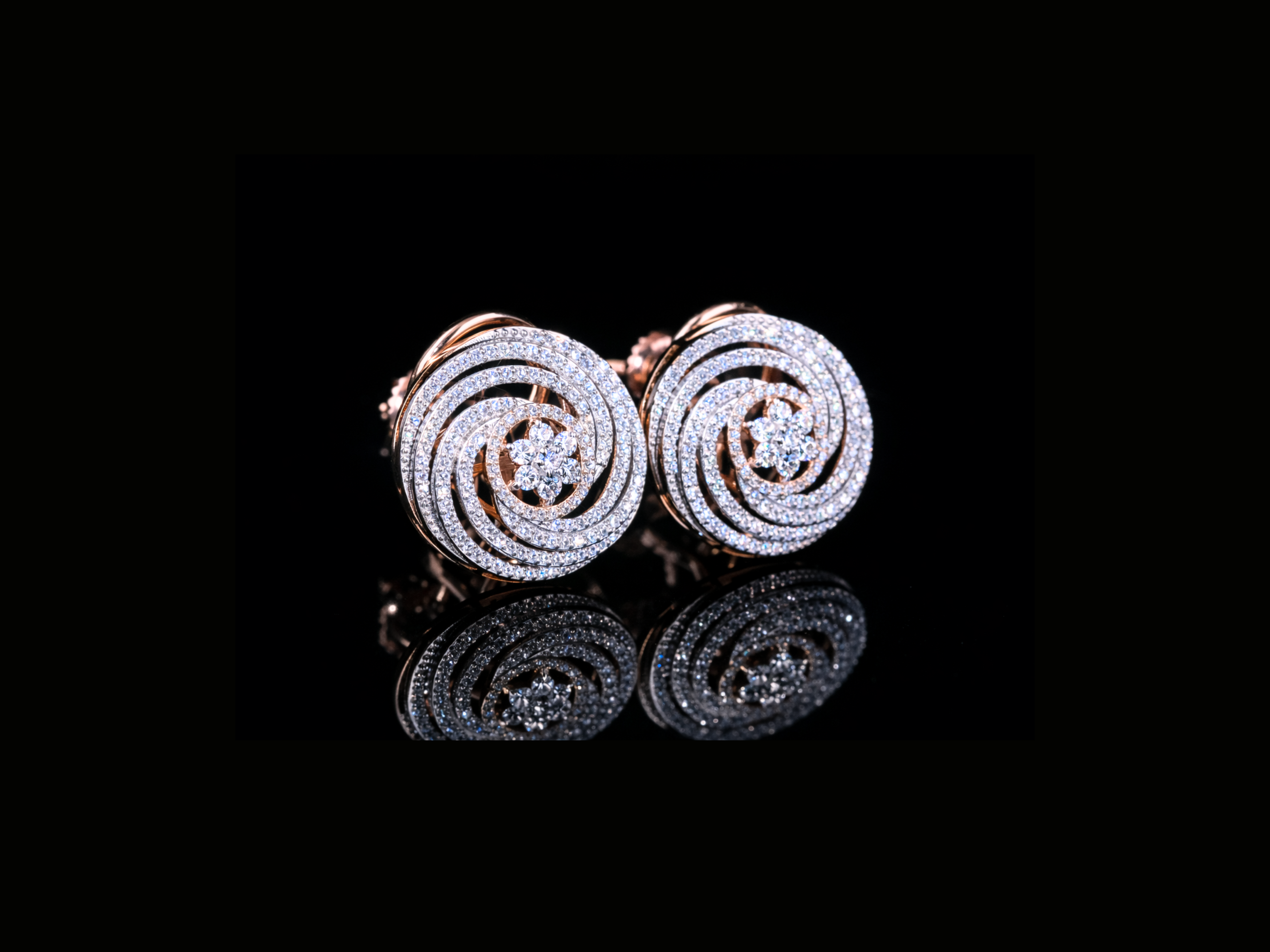 Luxury Diamond Spiral Stud Earrings | 18K, 14K, 10K Gold & Silver