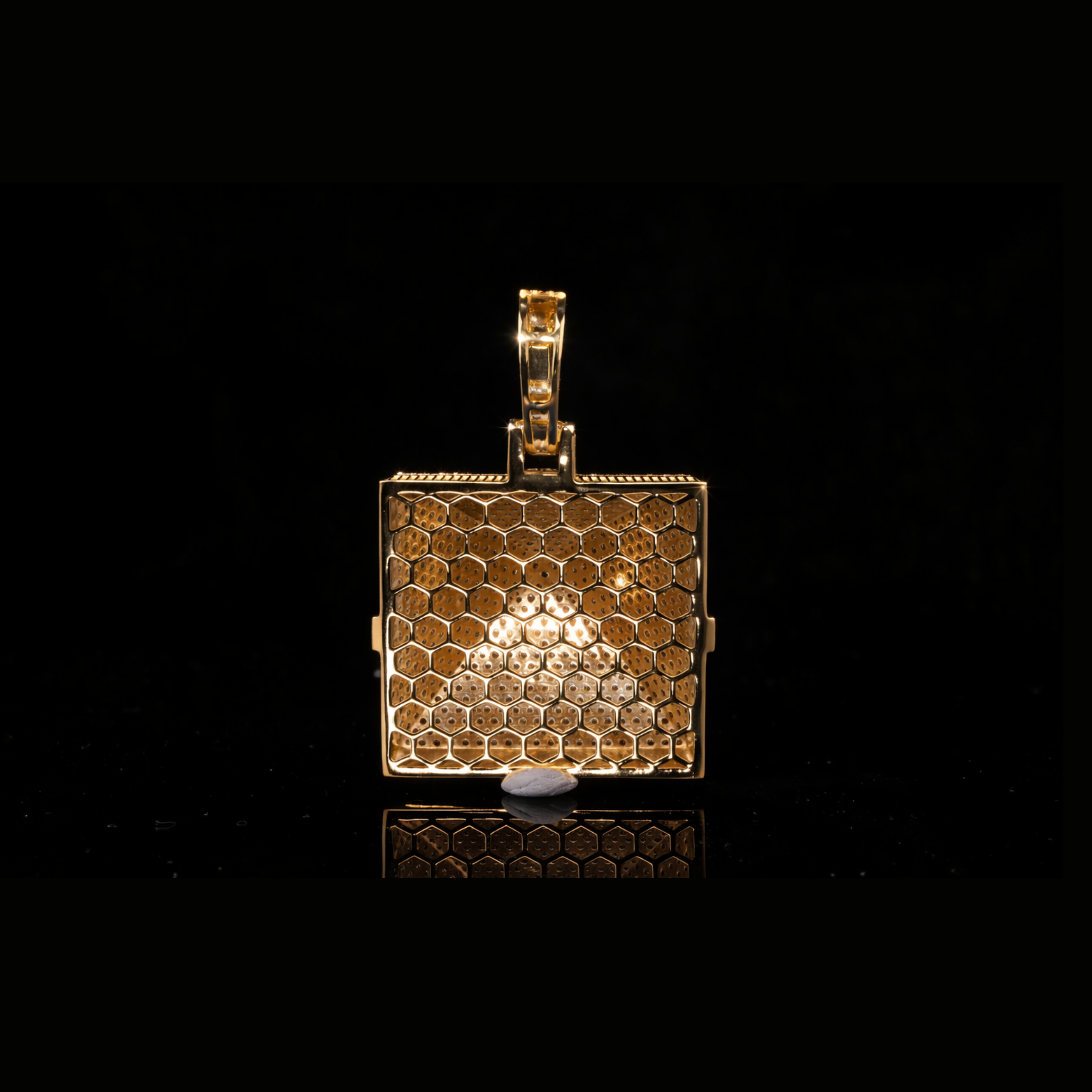18K / 14K / 10K Gold Iced Pyramid Pendant – Square Diamond Hip Hop Pendant