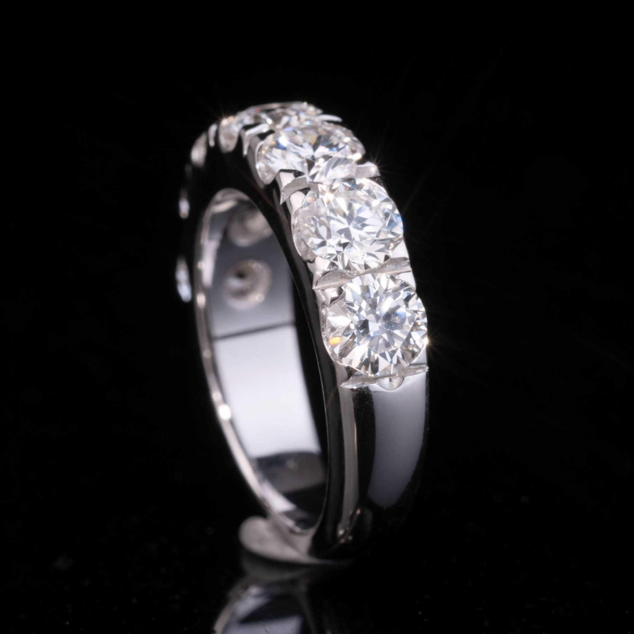 Round Cut Moissanite Eternity Band in Solid Gold – Diamond Wedding Ring