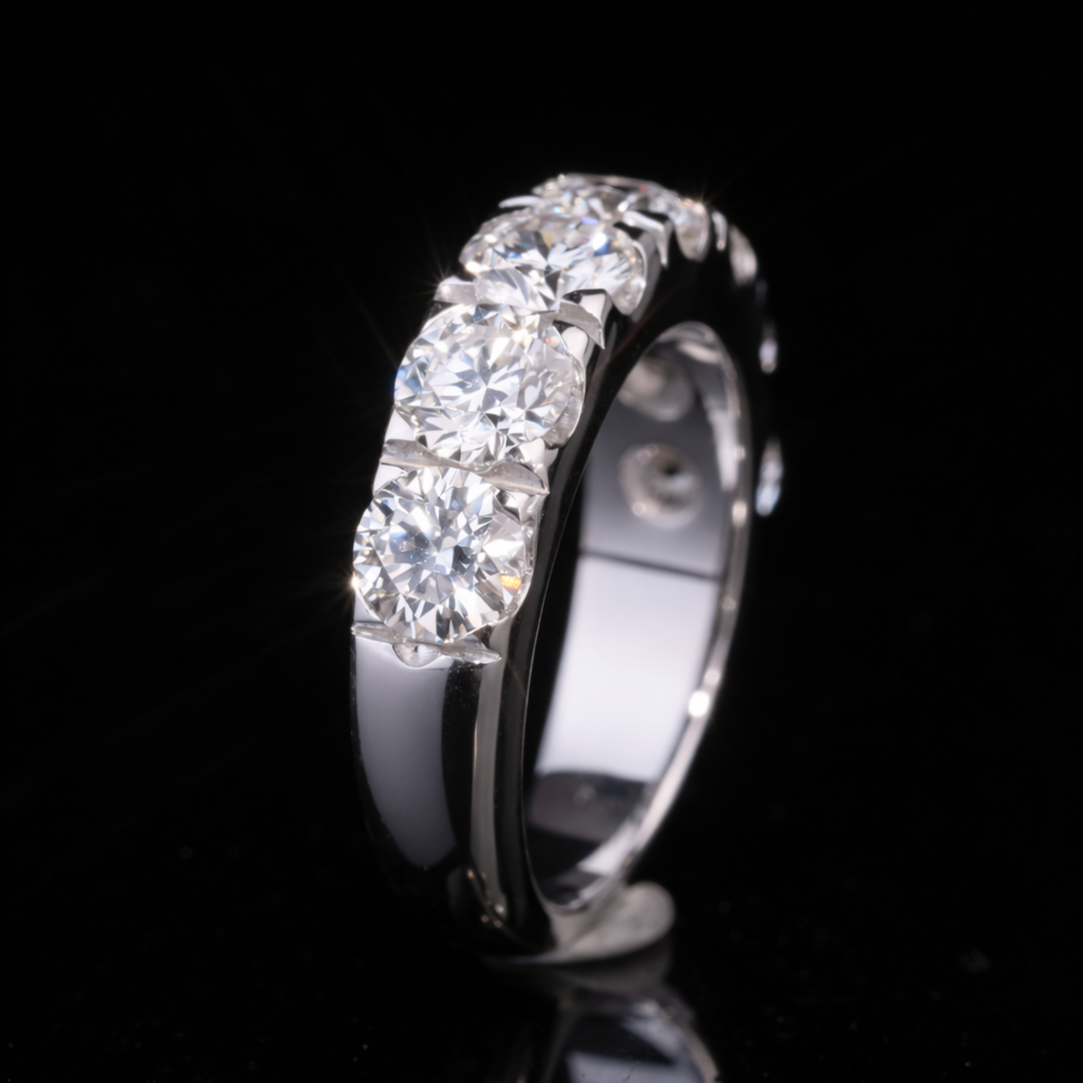 Round Cut Moissanite Eternity Band in Solid Gold – Diamond Wedding Ring