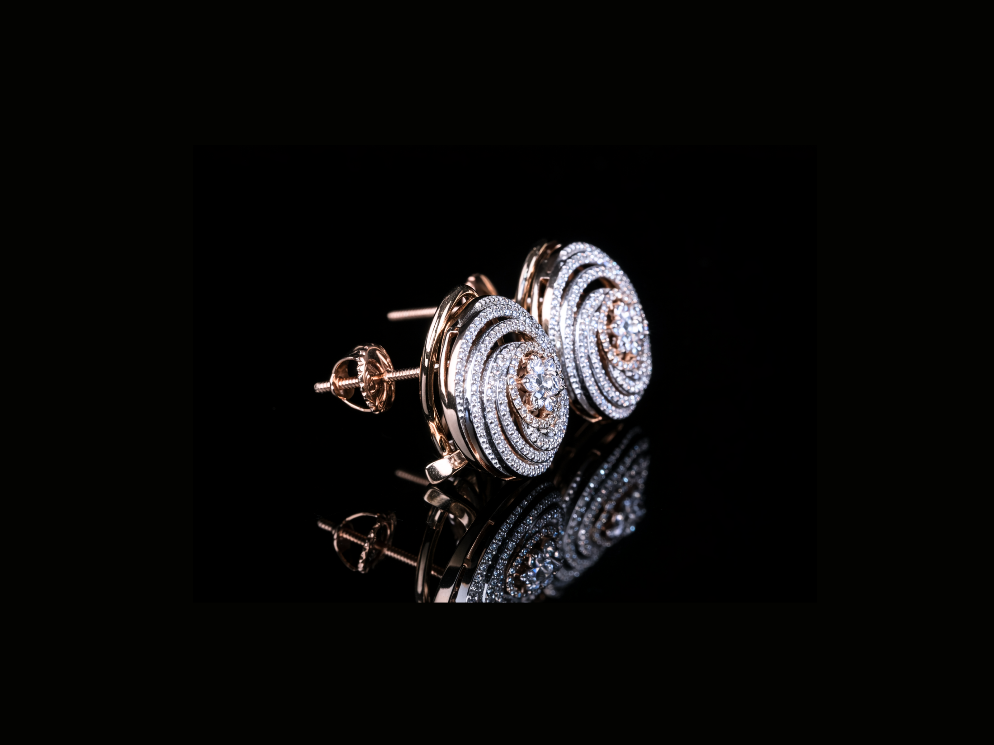 Luxury Diamond Spiral Stud Earrings | 18K, 14K, 10K Gold & Silver