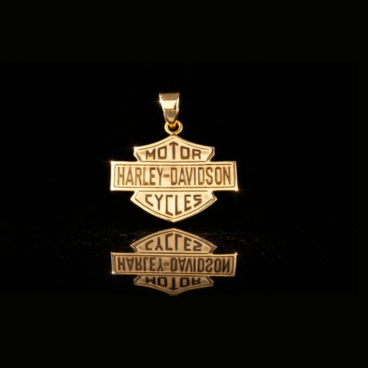 Custom Pendant Motorcycle Shield Gold Pendant – 18K / 14K / 10K Solid Gold Biker Necklace