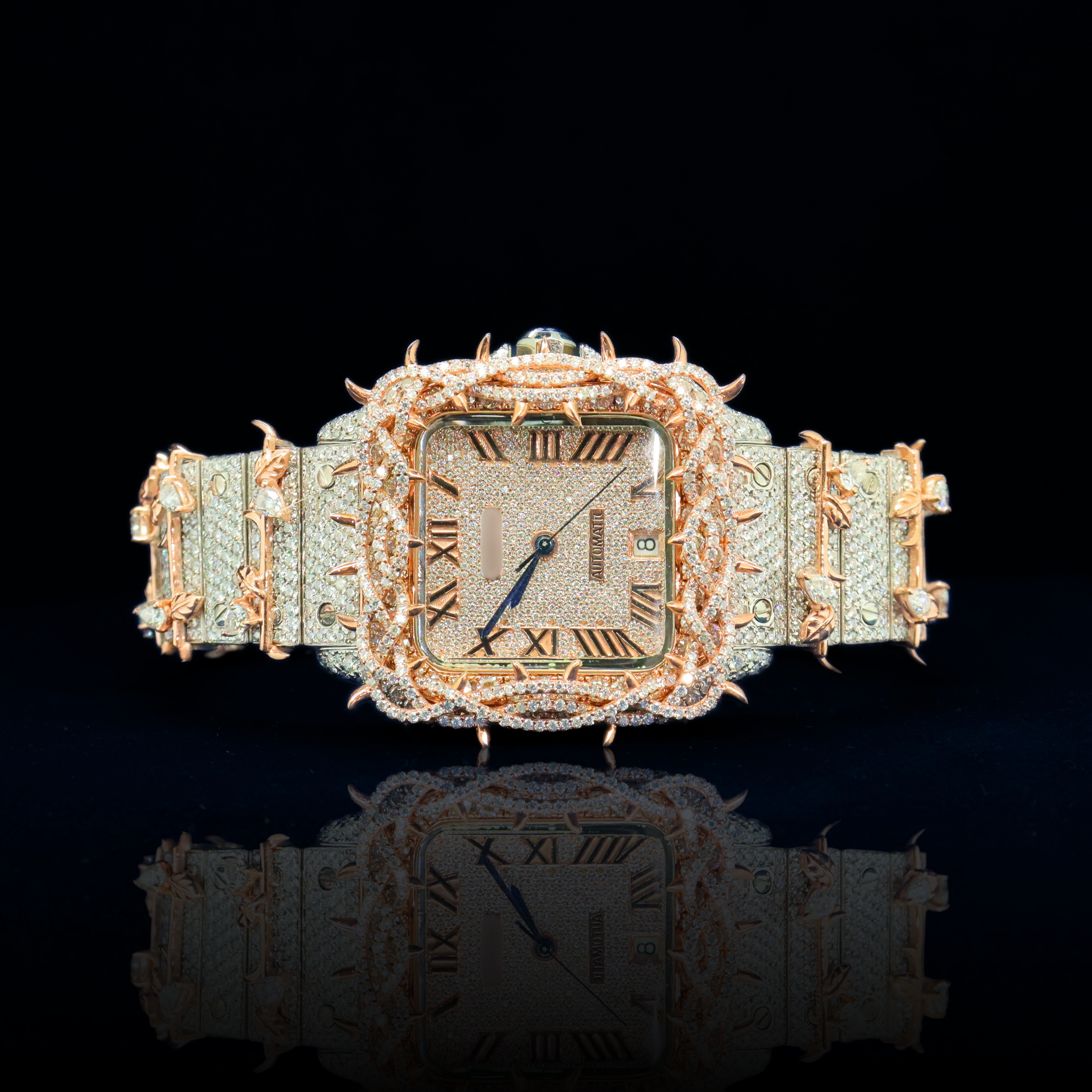 14k/18k-moissanite Cartier inspire Crown of Thorns Diamond Watch