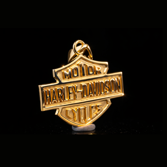 Custom Pendant Motorcycle Shield Gold Pendant – 18K / 14K / 10K Solid Gold Biker Necklace