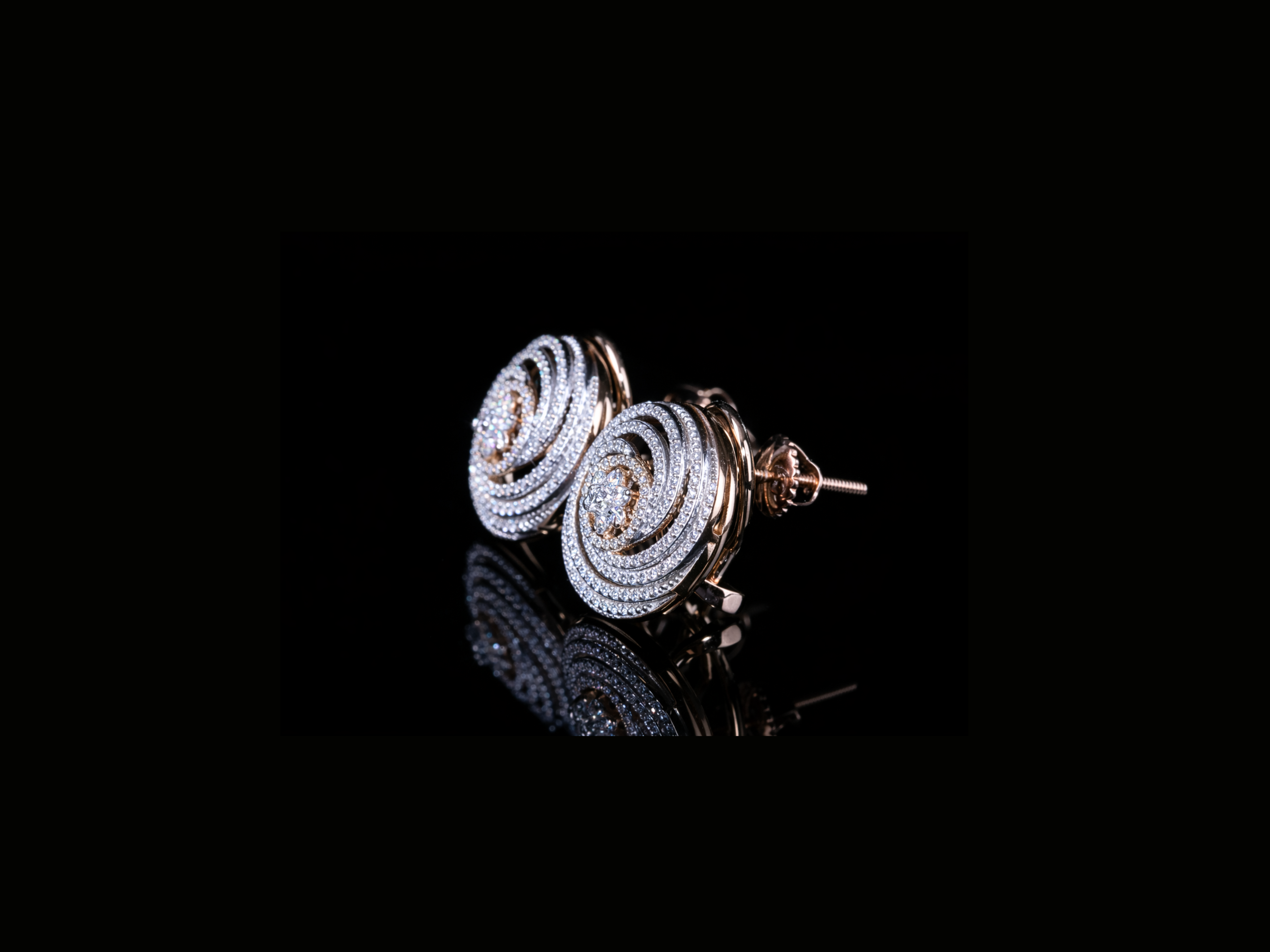 Luxury Diamond Spiral Stud Earrings | 18K, 14K, 10K Gold & Silver
