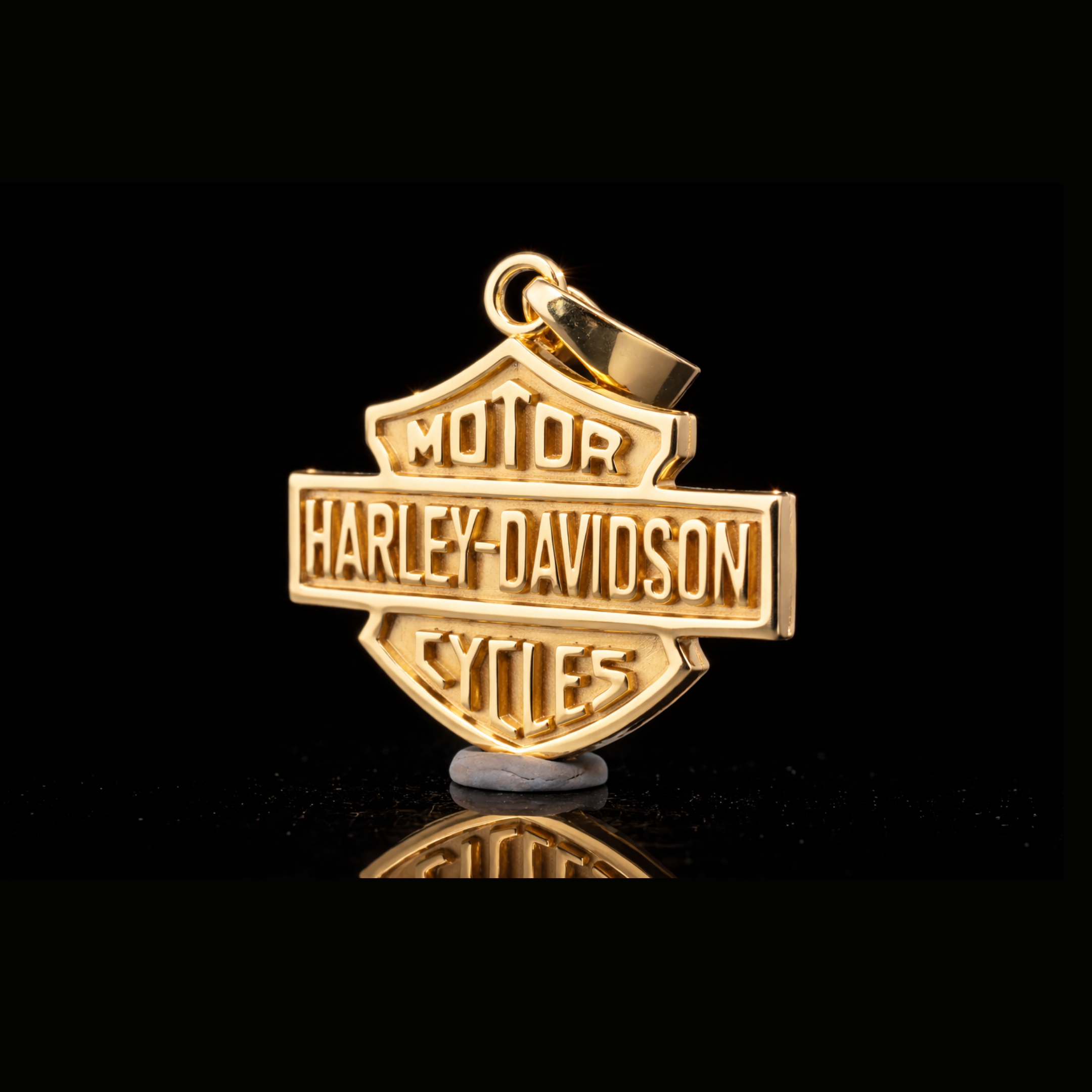 Custom Pendant Motorcycle Shield Gold Pendant – 18K / 14K / 10K Solid Gold Biker Necklace