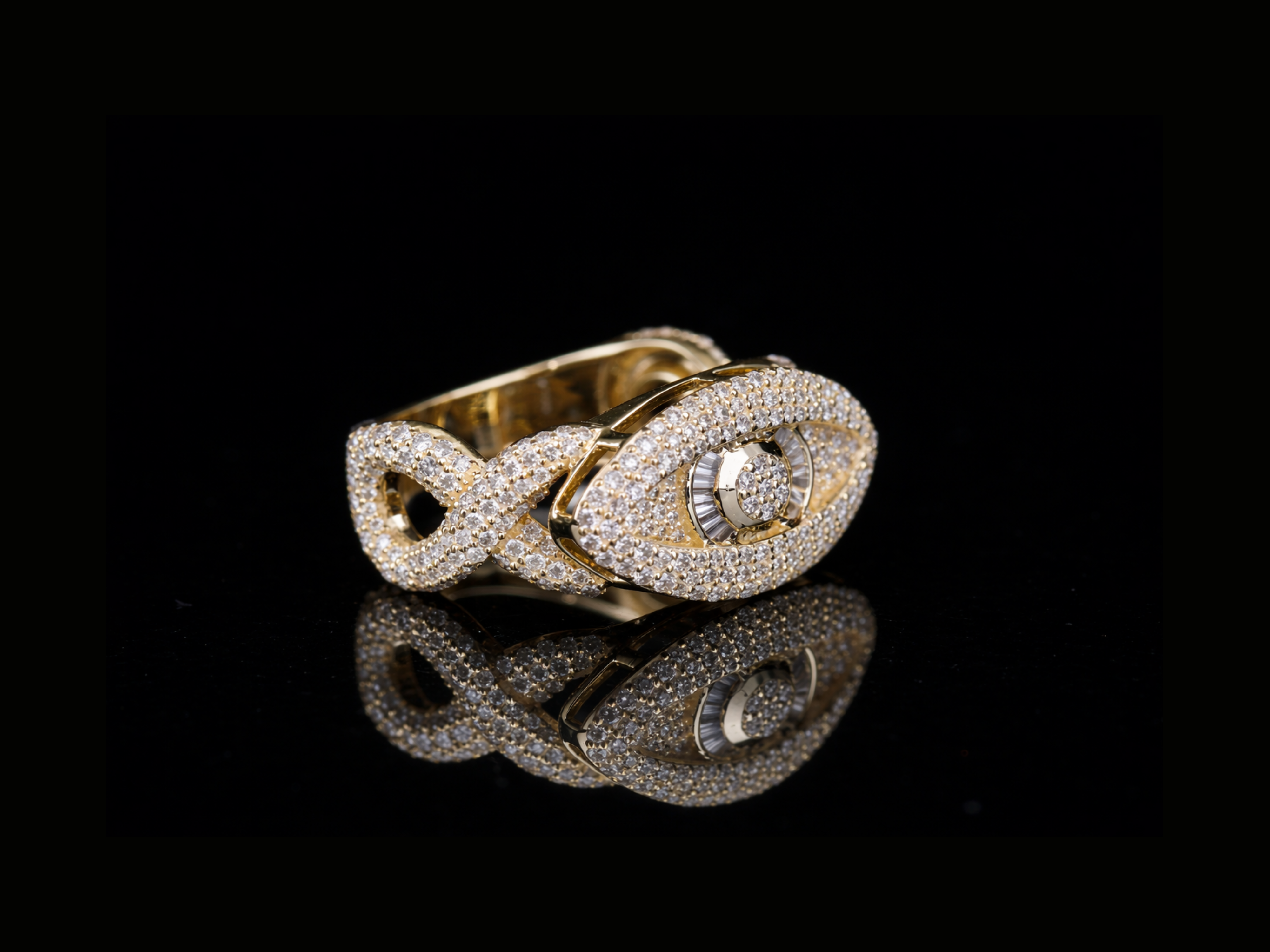 Luxury Evil Eye Diamond Ring | Designer Gold & Silver Ring (18KT, 14KT, 10KT Available)