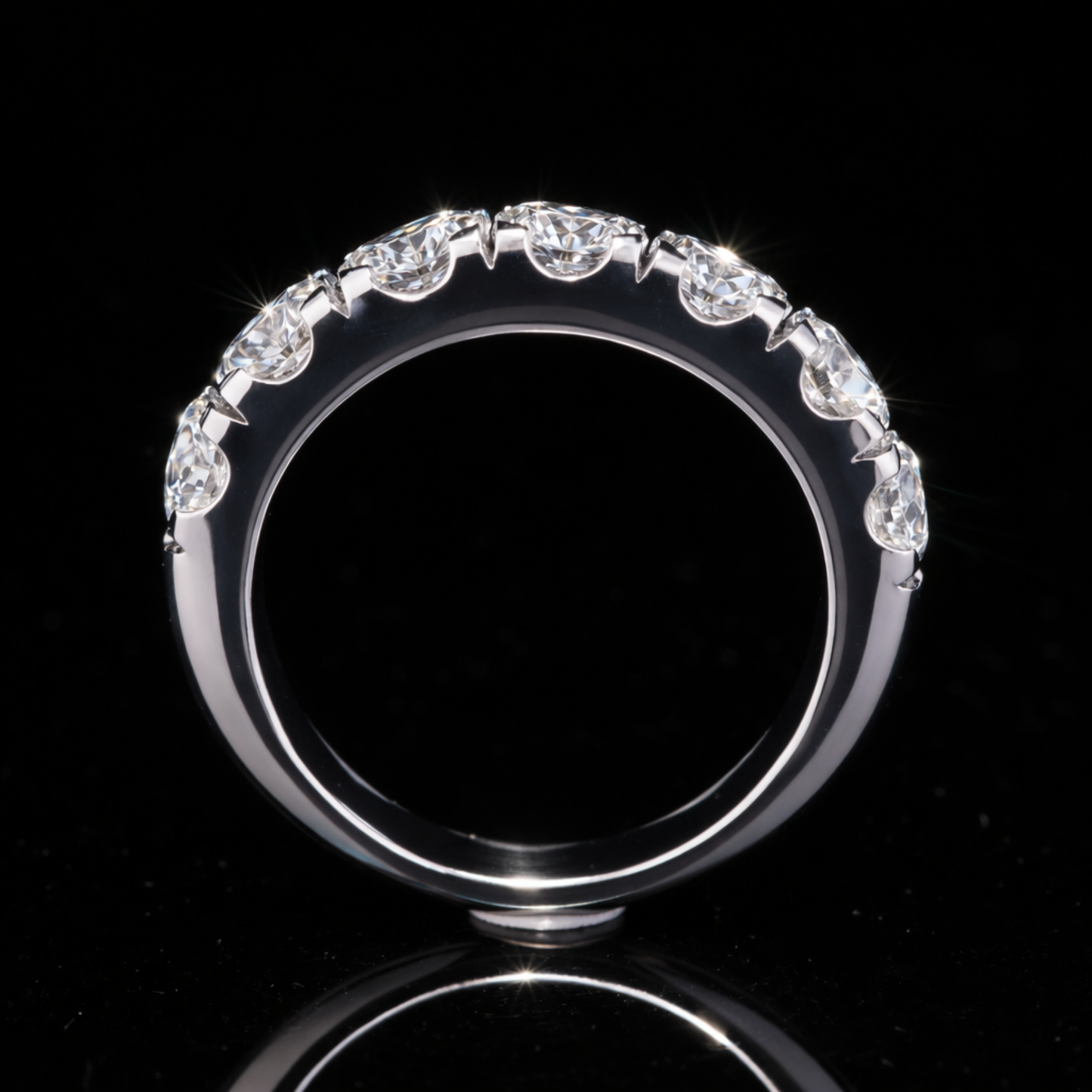 Round Cut Moissanite Eternity Band in Solid Gold – Diamond Wedding Ring
