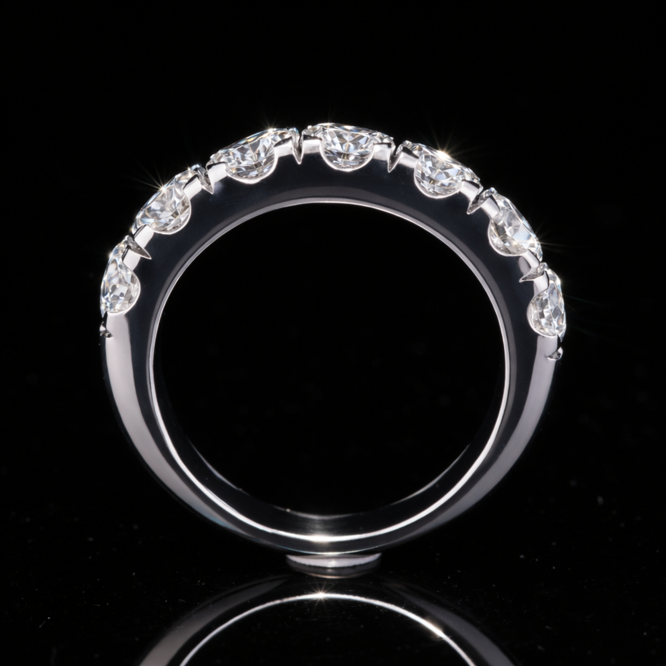 Round Cut Moissanite Eternity Band in Solid Gold – Diamond Wedding Ring