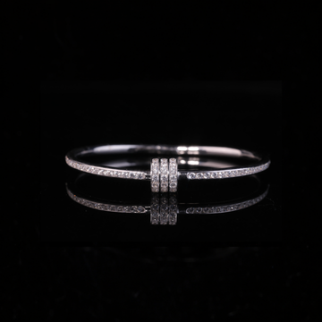 Solid Gold Diamond Bangle Bracelet – Minimal Triple Row Moissanite Bracelet