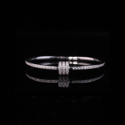 Solid Gold Diamond Bangle Bracelet – Minimal Triple Row Moissanite Bracelet