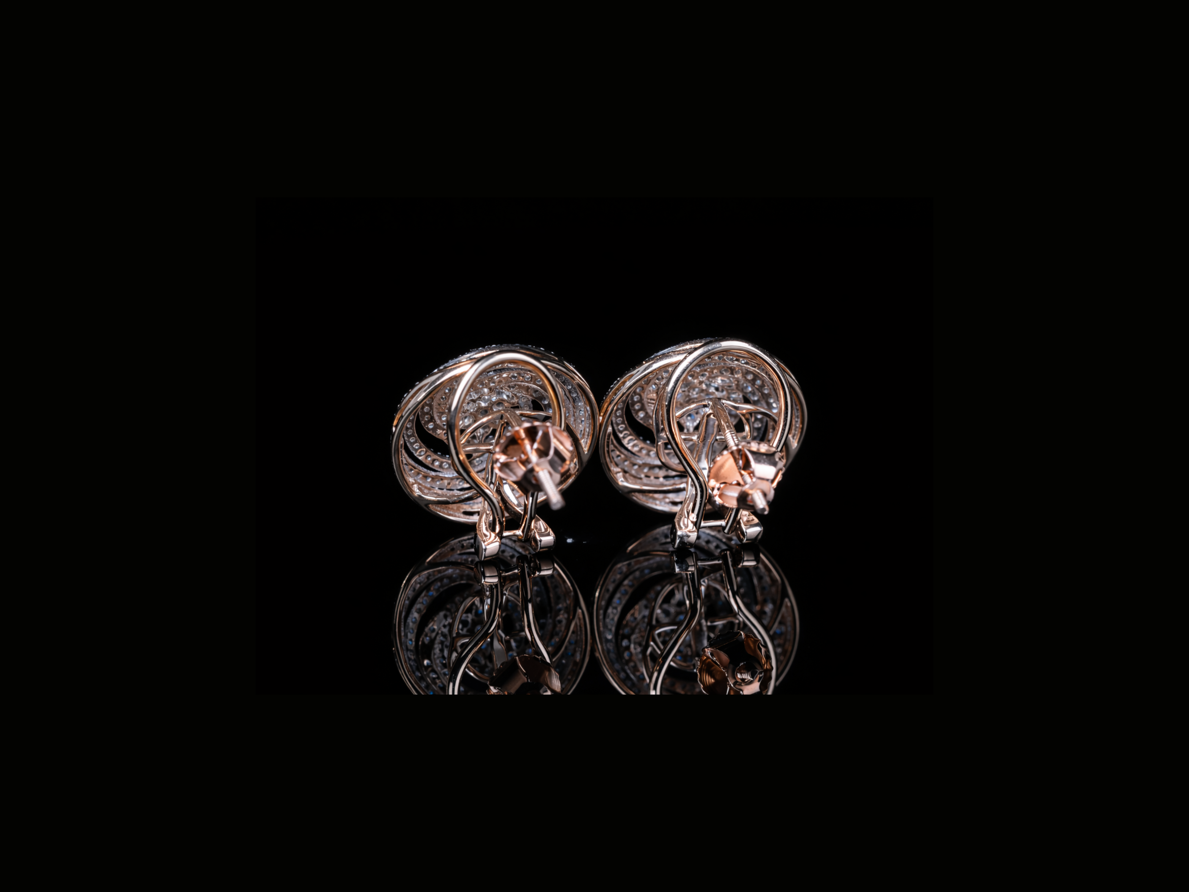 Luxury Diamond Spiral Stud Earrings | 18K, 14K, 10K Gold & Silver