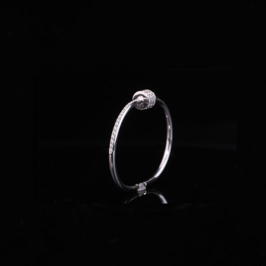 Solid Gold Diamond Bangle Bracelet – Minimal Triple Row Moissanite Bracelet