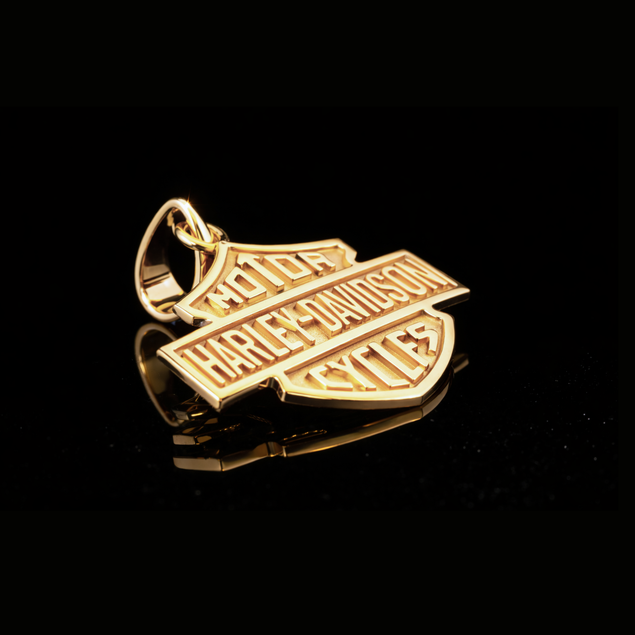 Custom Pendant Motorcycle Shield Gold Pendant – 18K / 14K / 10K Solid Gold Biker Necklace
