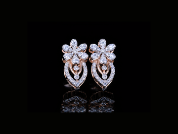Luxury Diamond Floral Drop Earrings | 18K, 14K, 10K Gold & Silver