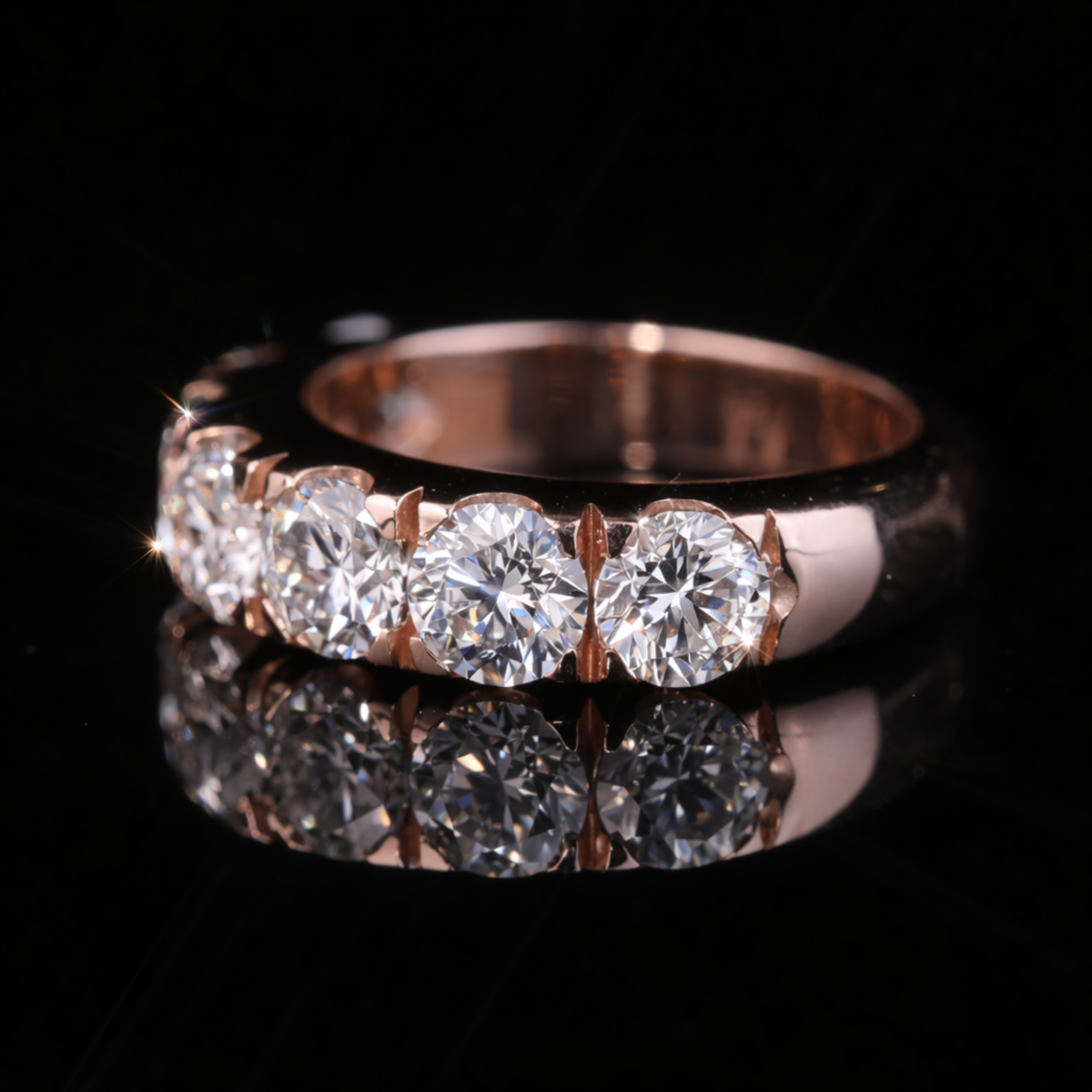 Round Cut Moissanite Eternity Band in 18KT, 14KT, 10KT Gold & Silver
