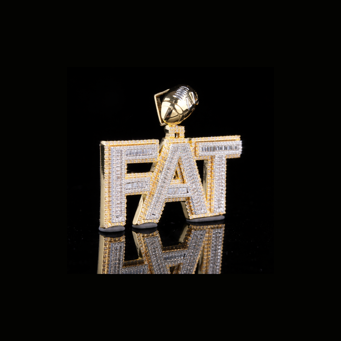 Custom Diamond Name Pendant in Solid Gold – Baguette & Pave Hip Hop Pendant