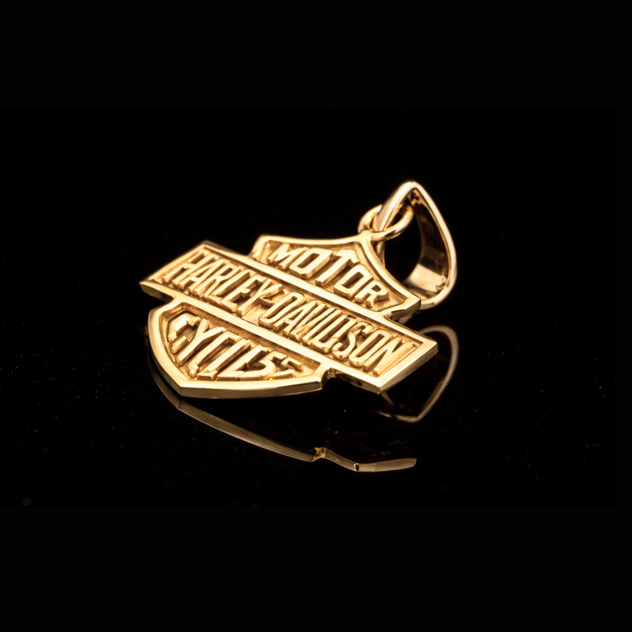 Custom Pendant Motorcycle Shield Gold Pendant – 18K / 14K / 10K Solid Gold Biker Necklace