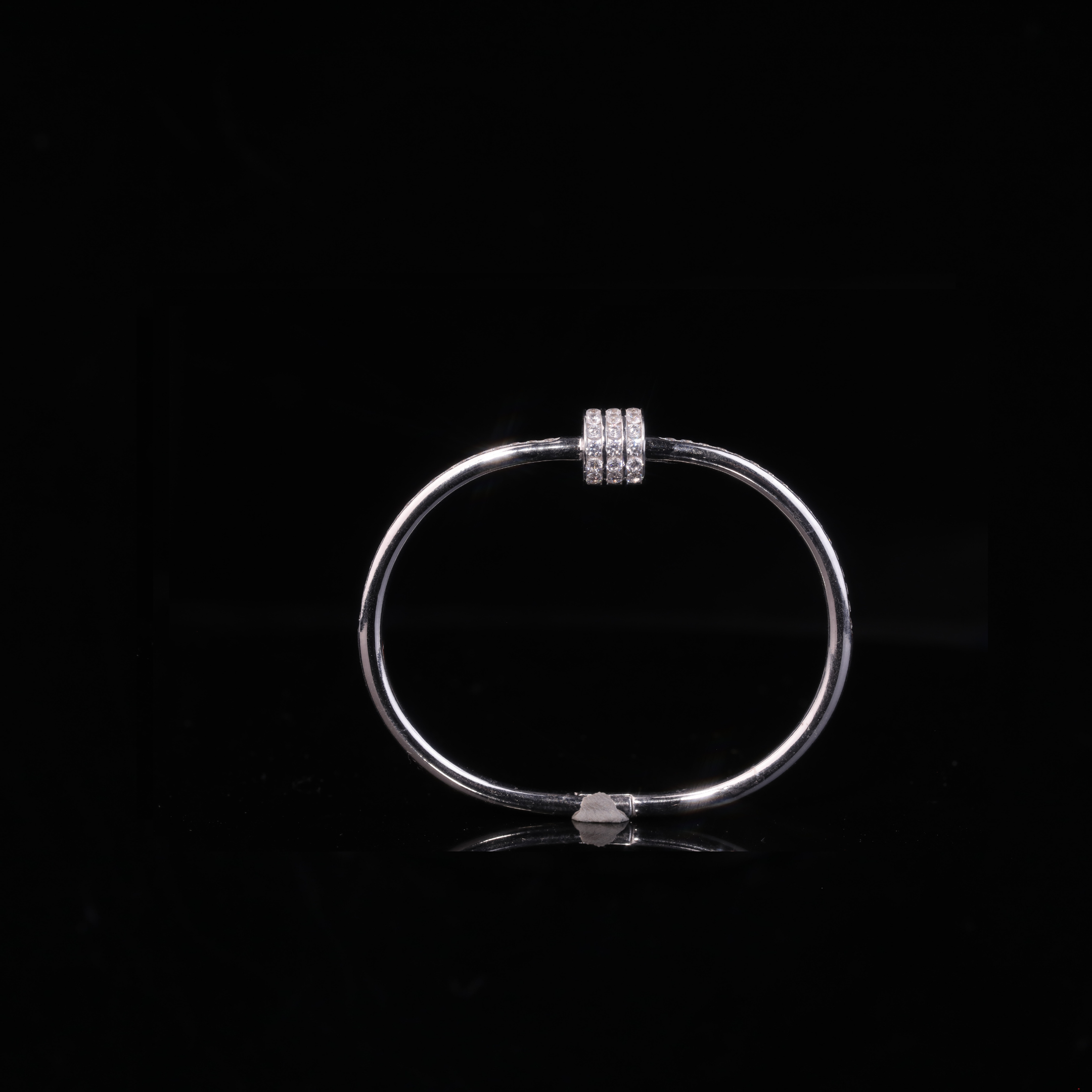 Solid Gold Diamond Bangle Bracelet – Minimal Triple Row Moissanite Bracelet