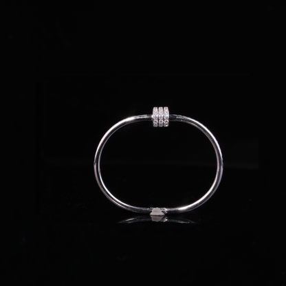 Solid Gold Diamond Bangle Bracelet – Minimal Triple Row Moissanite Bracelet