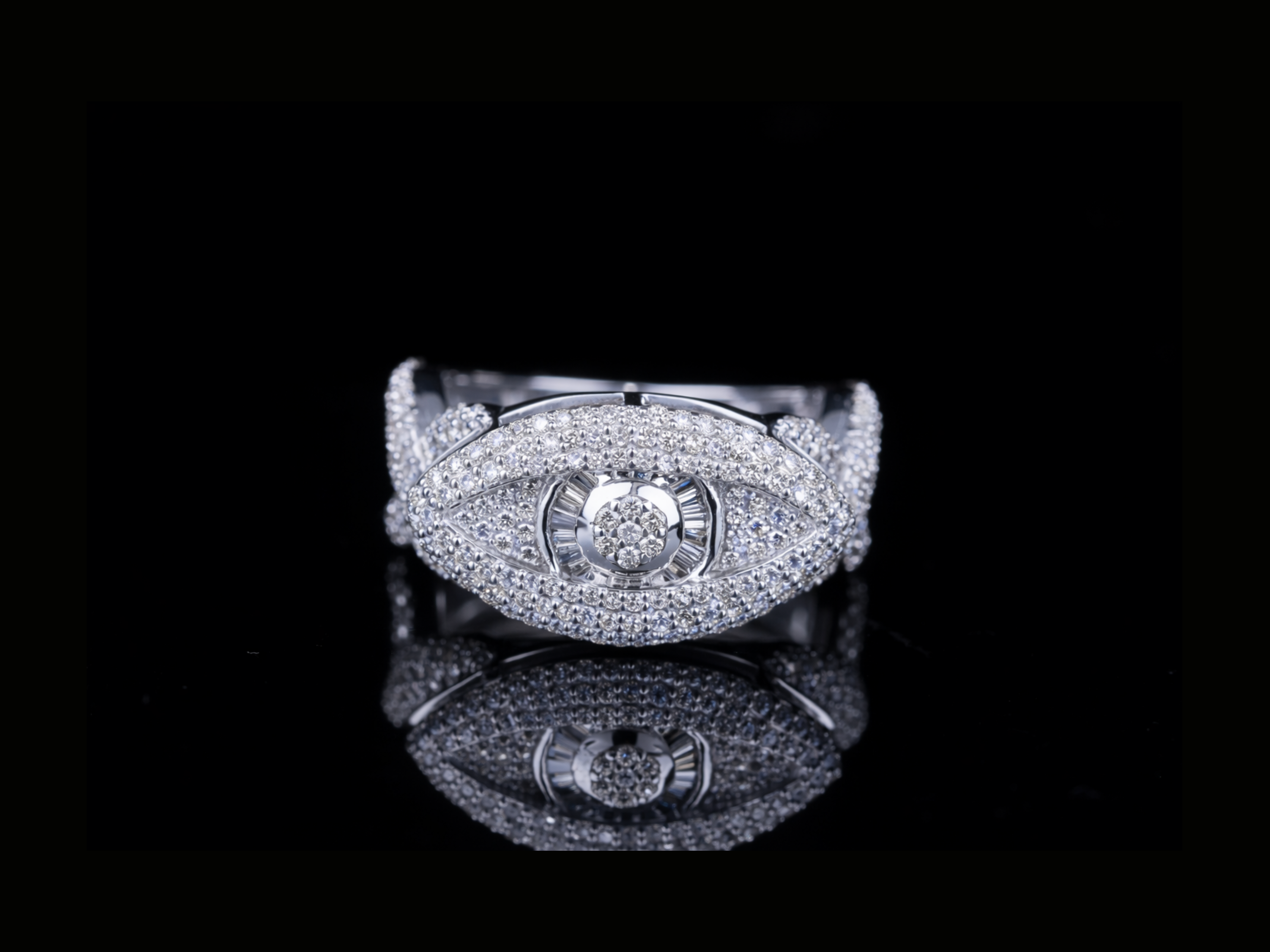 Luxury Diamond Evil Eye Ring | Designer Gold & Silver Ring (18KT, 14KT, 10KT Available)