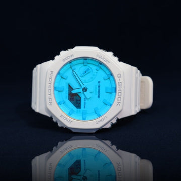 G-Shock  White Resin with Aqua Dial
