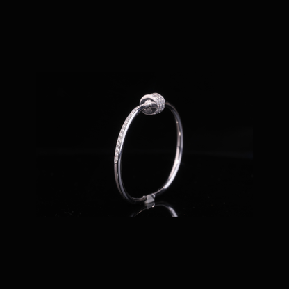 Solid Gold Diamond Bangle Bracelet – Minimal Triple Row Moissanite Bracelet