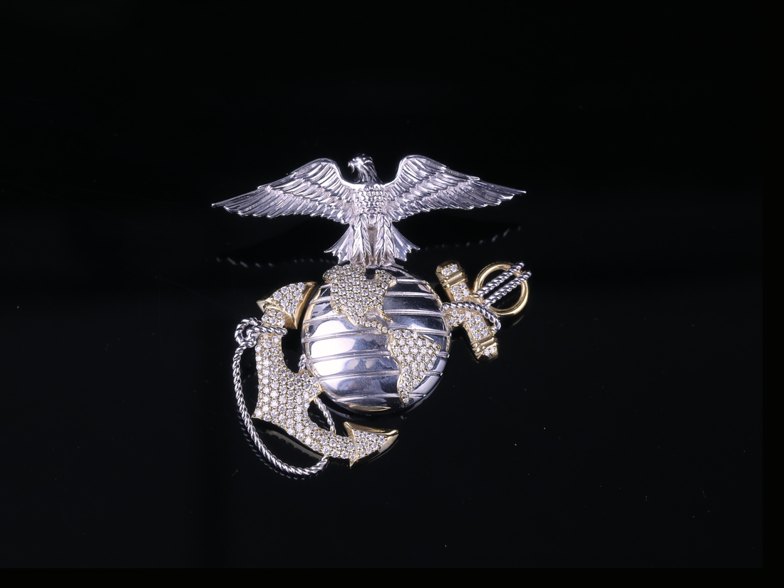 Luxury Eagle Globe Anchor Diamond Pendant | 18K, 14K, 10K Gold & Silver