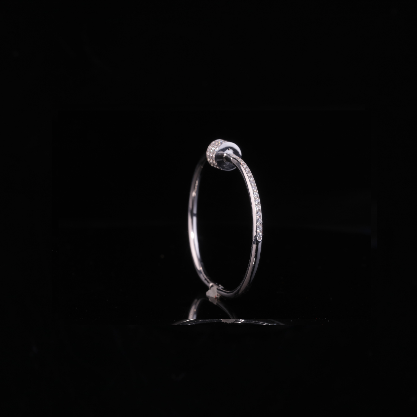 Solid Gold Diamond Bangle Bracelet – Minimal Triple Row Moissanite Bracelet