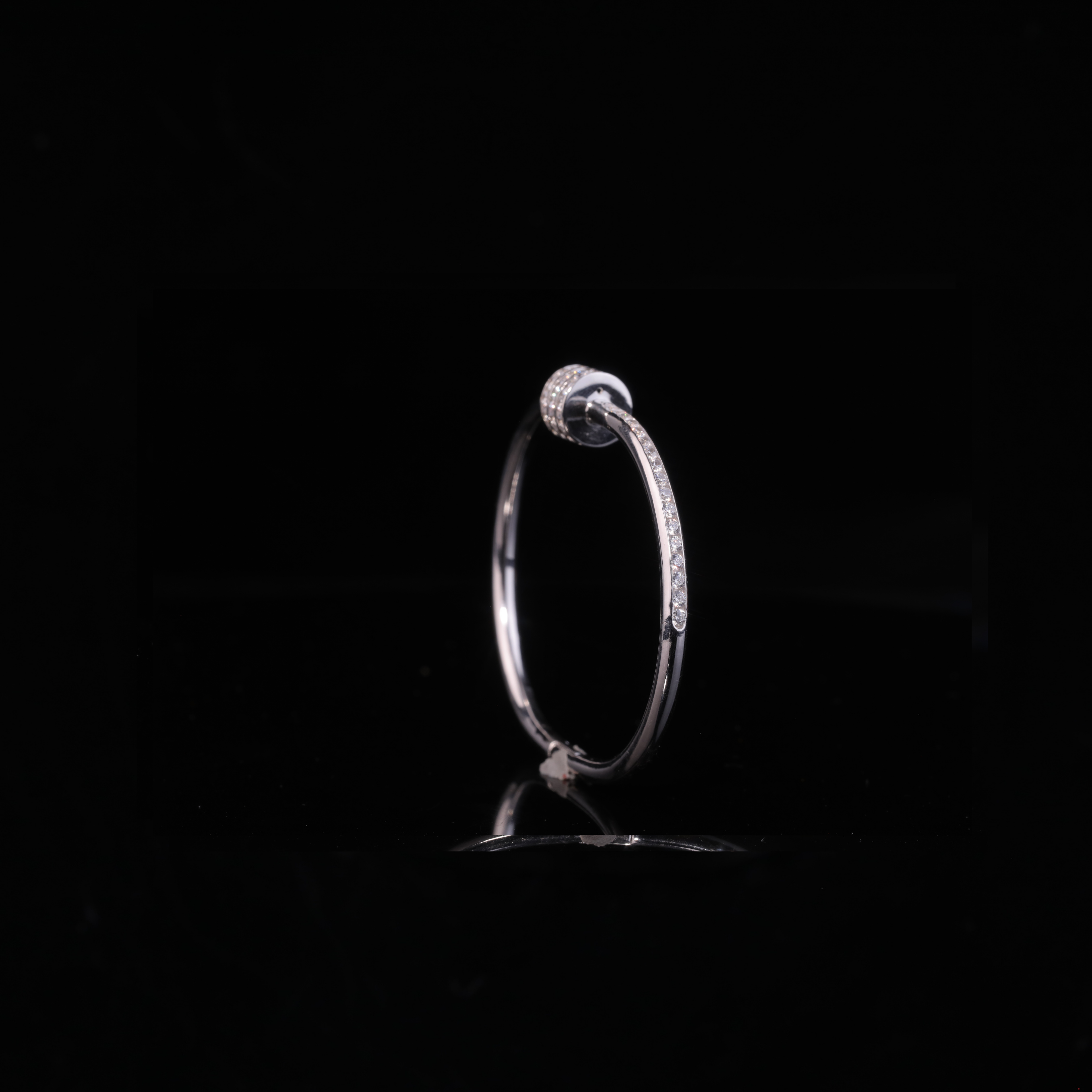 Solid Gold Diamond Bangle Bracelet – Minimal Triple Row Moissanite Bracelet