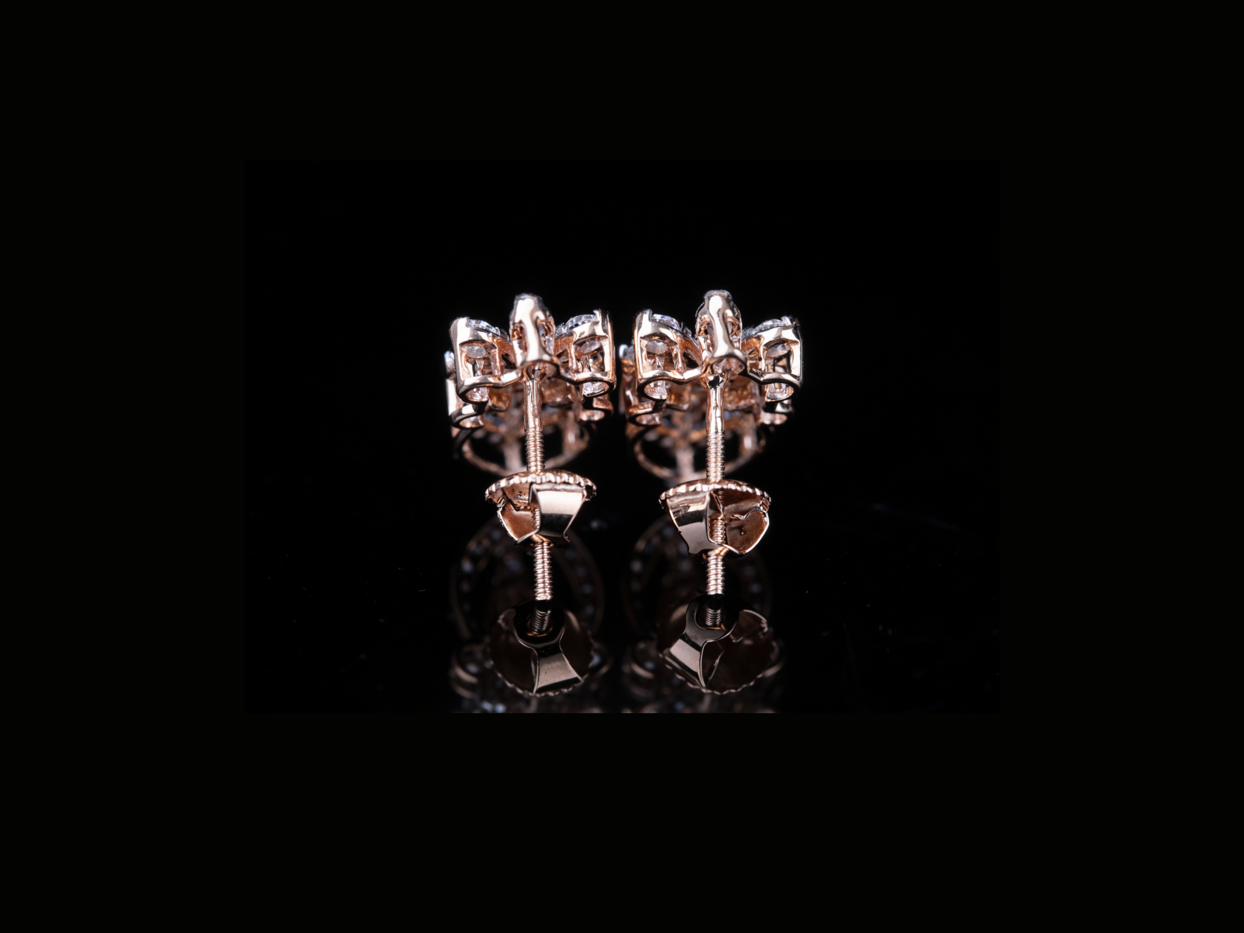 Luxury Diamond Floral Drop Earrings | 18K, 14K, 10K Gold & Silver