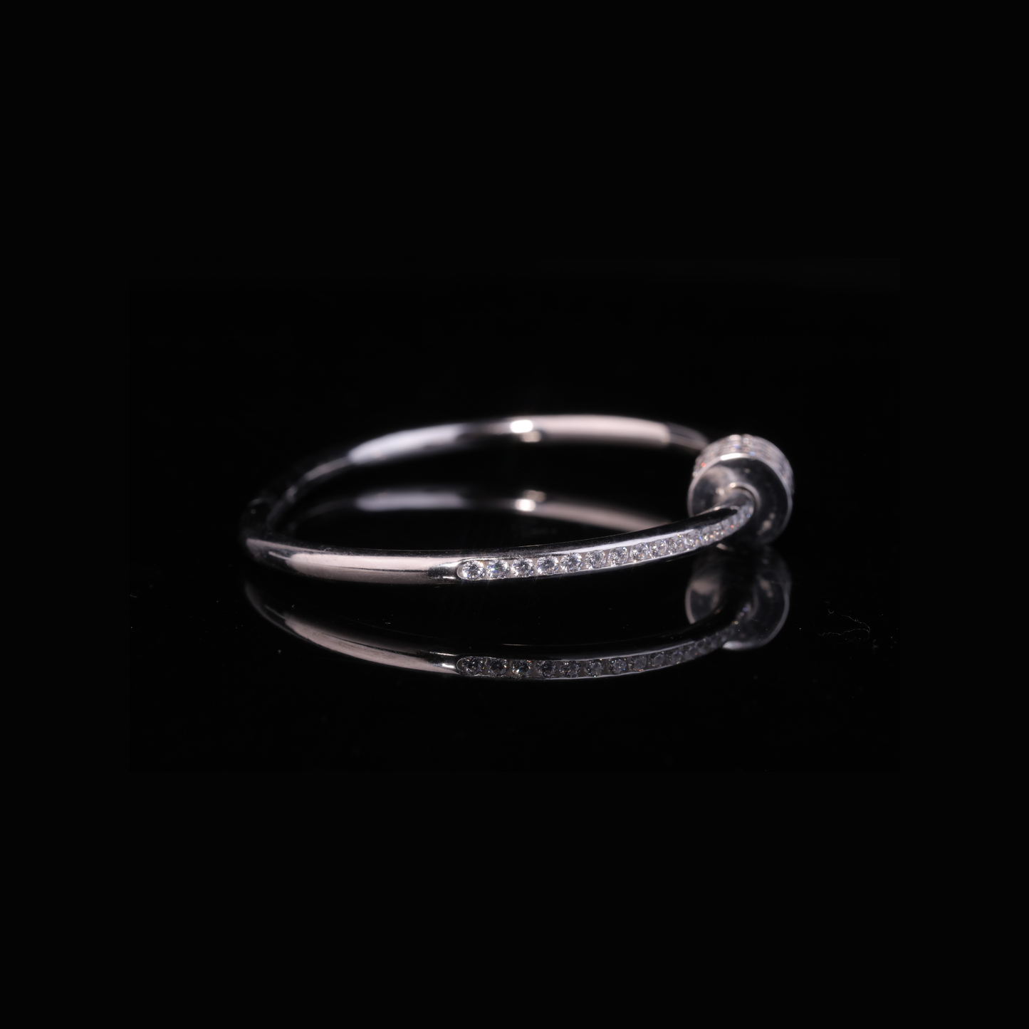 Solid Gold Diamond Bangle Bracelet – Minimal Triple Row Moissanite Bracelet