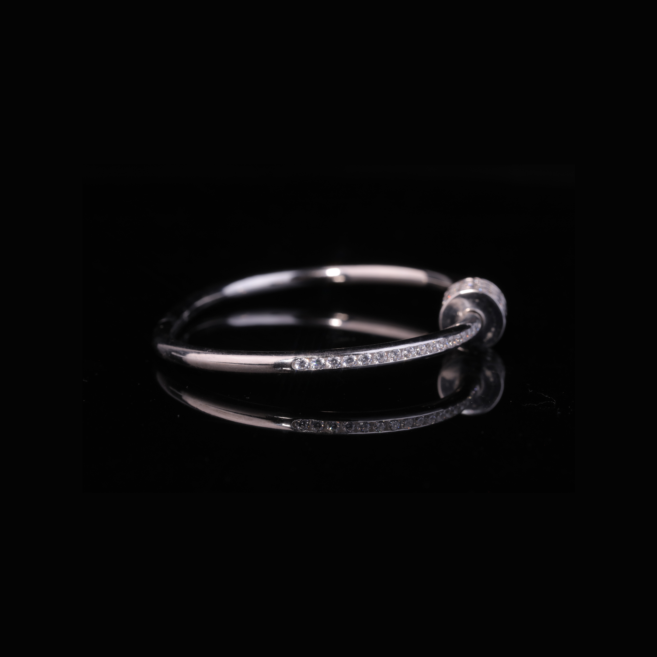 Solid Gold Diamond Bangle Bracelet – Minimal Triple Row Moissanite Bracelet