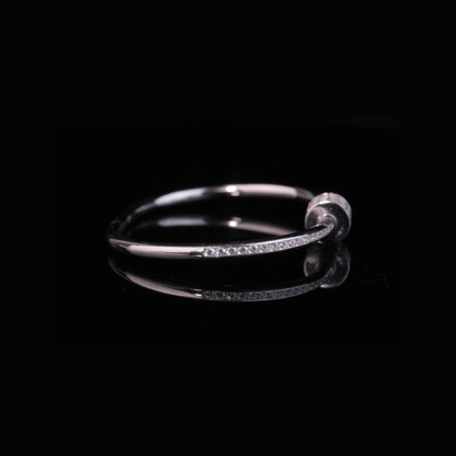 Solid Gold Diamond Bangle Bracelet – Minimal Triple Row Moissanite Bracelet