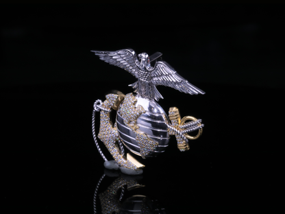 Luxury Eagle Globe Anchor Diamond Pendant | 18K, 14K, 10K Gold & Silver