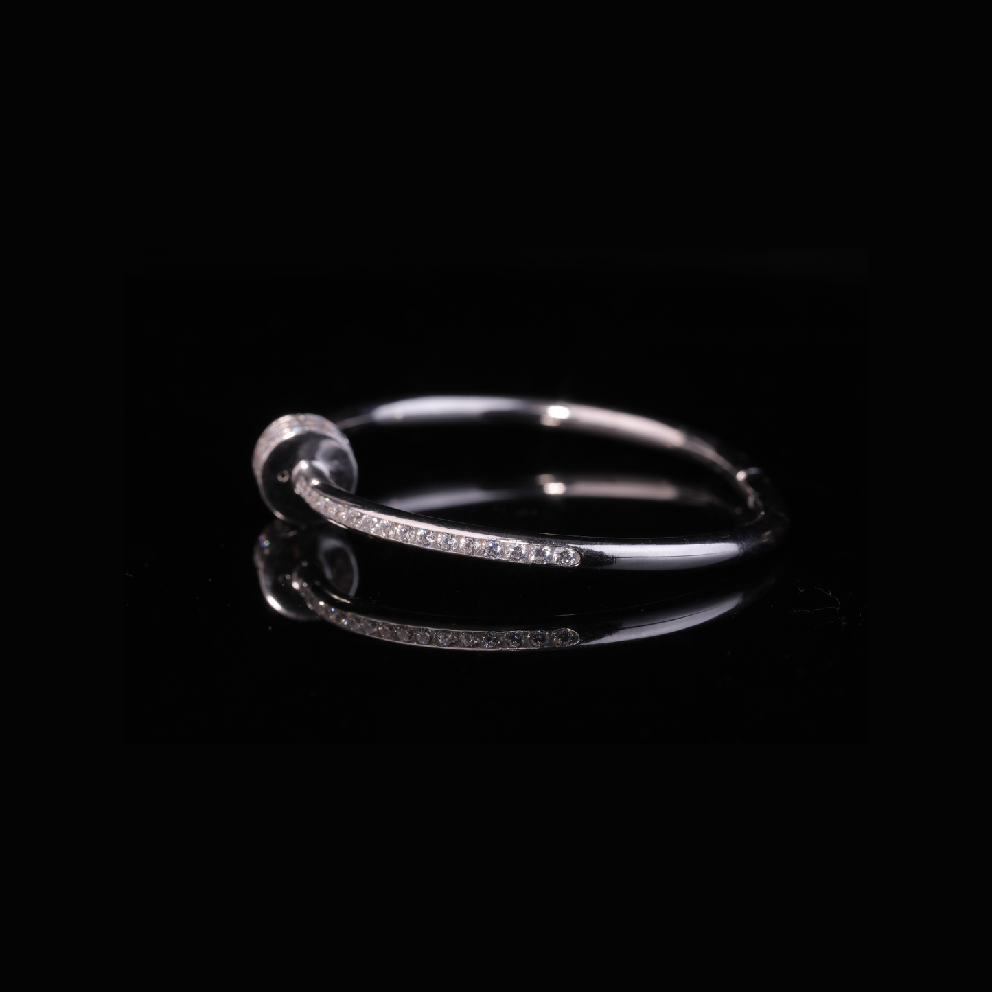 Solid Gold Diamond Bangle Bracelet – Minimal Triple Row Moissanite Bracelet