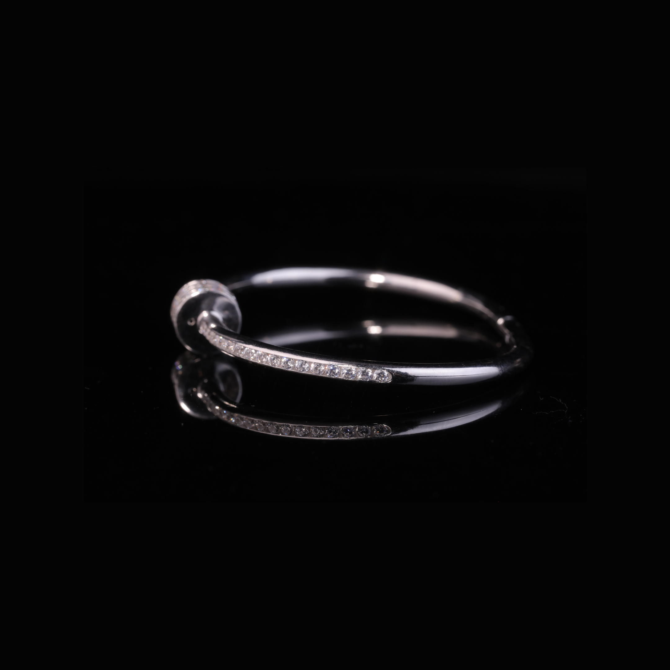 Solid Gold Diamond Bangle Bracelet – Minimal Triple Row Moissanite Bracelet