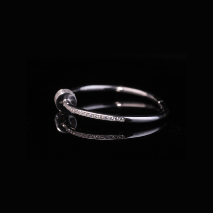 Solid Gold Diamond Bangle Bracelet – Minimal Triple Row Moissanite Bracelet