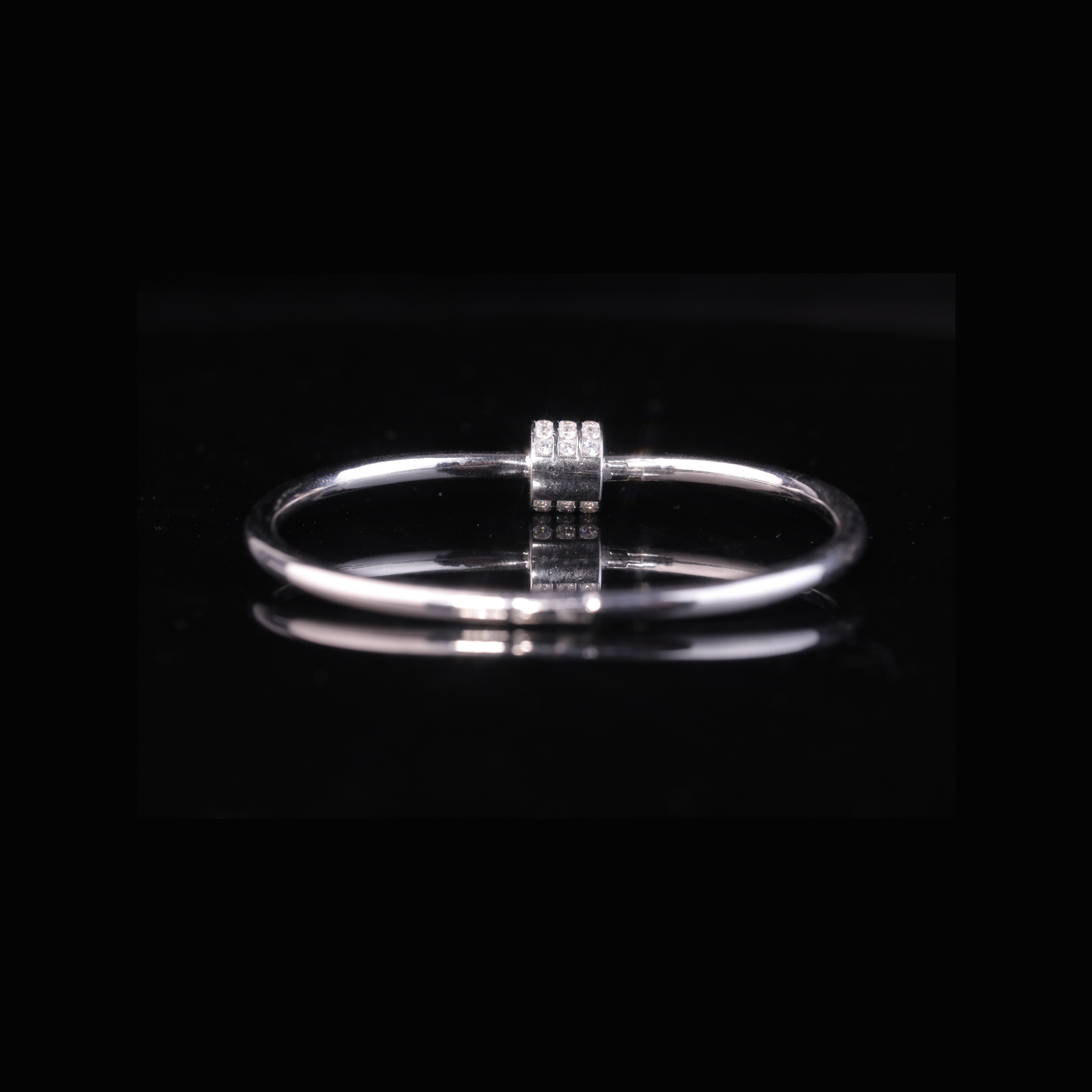Solid Gold Diamond Bangle Bracelet – Minimal Triple Row Moissanite Bracelet