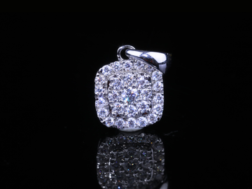 Square Halo Diamond Pendant | 18K, 14K, 10K Gold & Silver